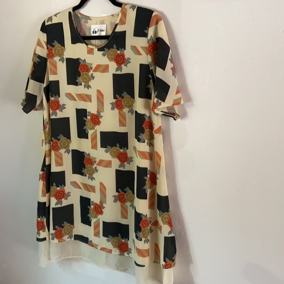 Vintage Chloe abstract print floral tunic mini dress pastel shift - Picture 5 of 8